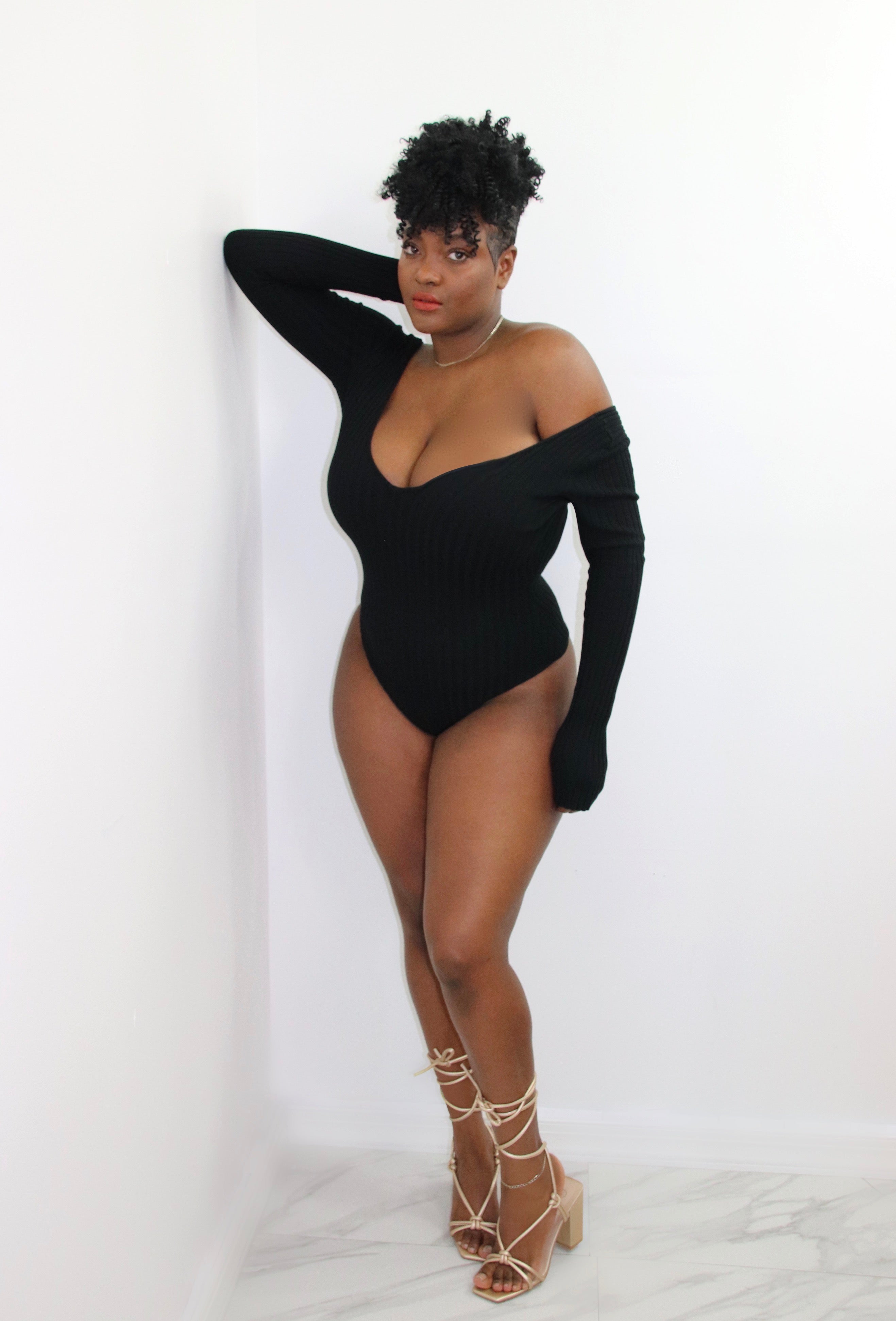 Cold Shoulder Bodysuit (Black)