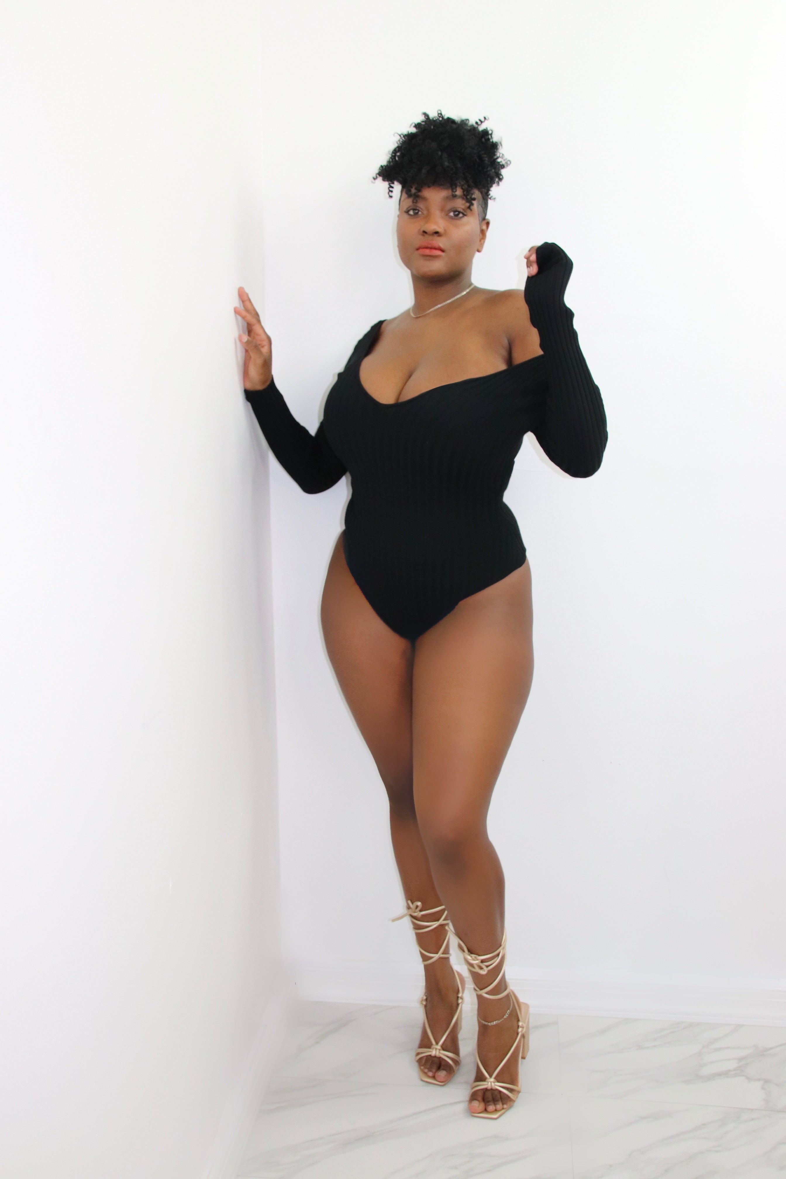 Cold Shoulder Bodysuit (Black)