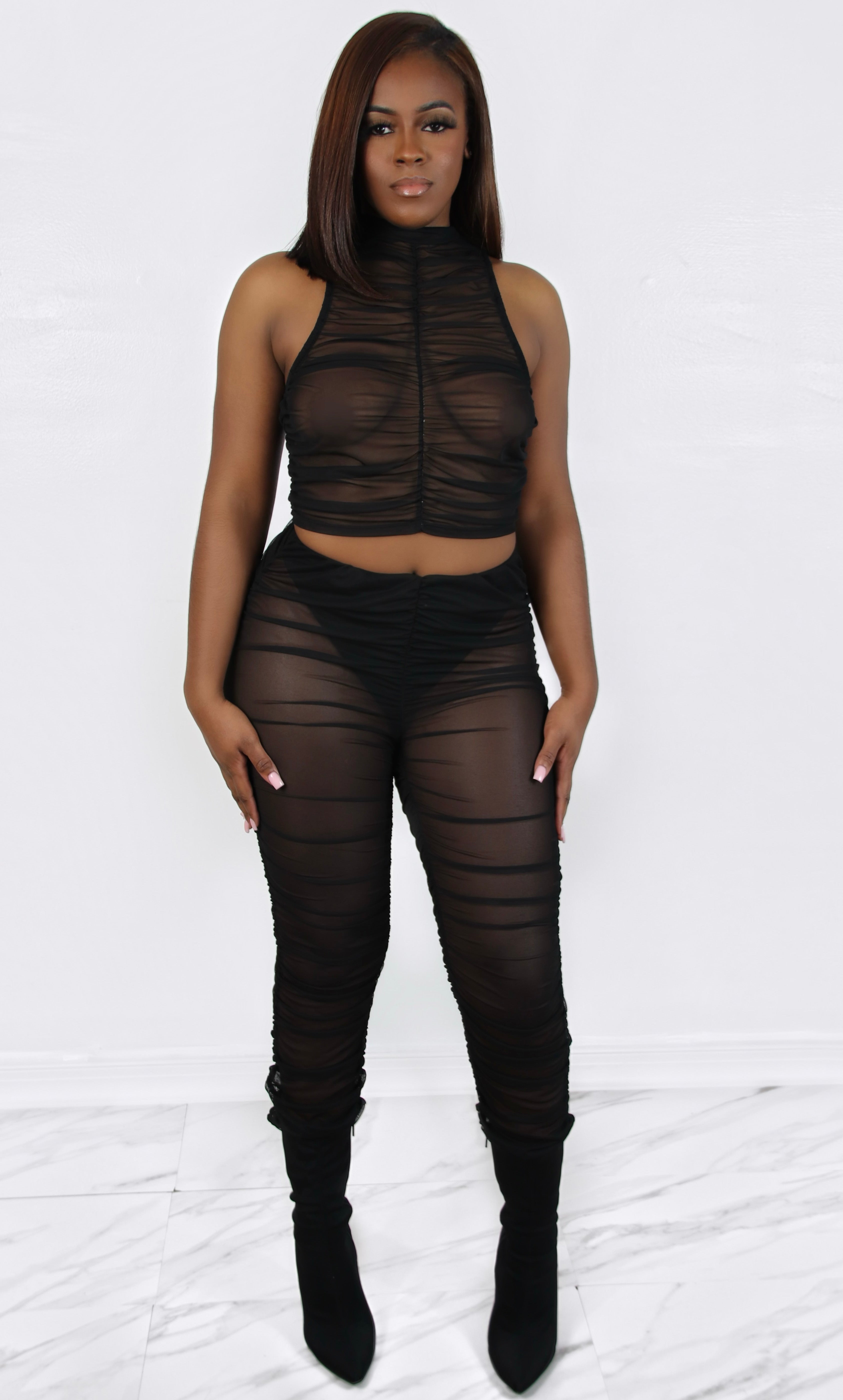 Mesh 2-piece Set - Black